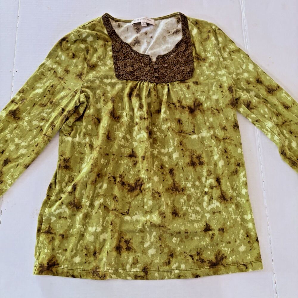 Jones New York Sport Womens Large ~ 3/4 Sleeves ~ Crochet Bib ~